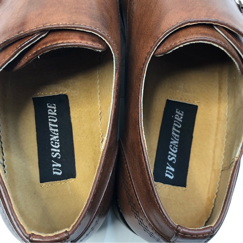 UV Signature Shoes Mens Size 10.5 Monk Strap Brown Leather Dress Shoes - Picture 10 of 12